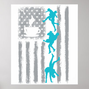 koffie worstelen - Vintage USA Amerikaanse Vlag vo Poster