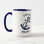 Koffie & Zee Navyblauw Scheepsanker Mok (Links)