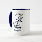 Koffie & Zee Navyblauw Scheepsanker Mok (Voorkant links)