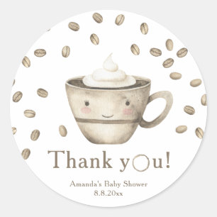 Koffie zetten Baby shower Bedankt Ronde Sticker