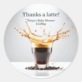 Koffie zetten Baby shower Klassiek Ronde Sticker