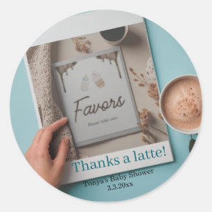 Koffie zetten Baby shower Klassiek Ronde Sticker