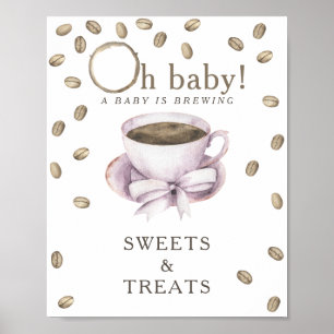 Koffie zetten baby shower TRAKTATIES EN LECKERNije Poster