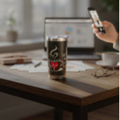 Koffie zit in mijn bloed geïsoleerde drinkbeker
