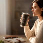 Koffie zit in mijn bloed geïsoleerde drinkbeker