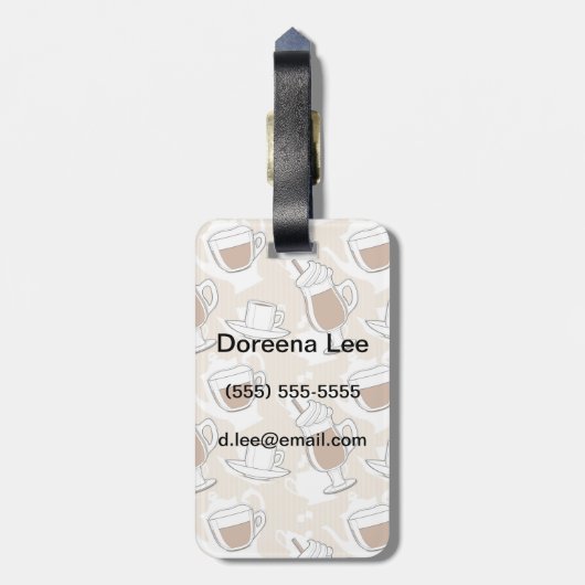 Koffie, zoet patroon bagagelabel (Achterkant verticaal)