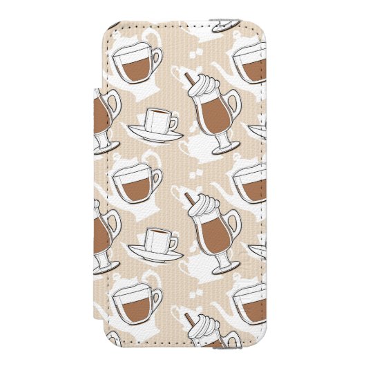 Koffie, zoet patroon incipio iPhone portemonnee hoesje (Voorkant Agenda)