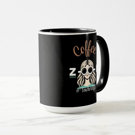 Koffie Zoom Teach Herhalen #TeacherLife Mok (Voorkant rechts)