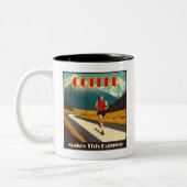 Koffie zorgt ervoor dat dit gebeurt tweekleurige koffiemok (Links)