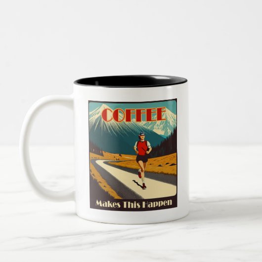 Koffie zorgt ervoor dat dit gebeurt tweekleurige koffiemok (Links)