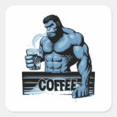 koffieaap vierkante sticker (Voorkant)