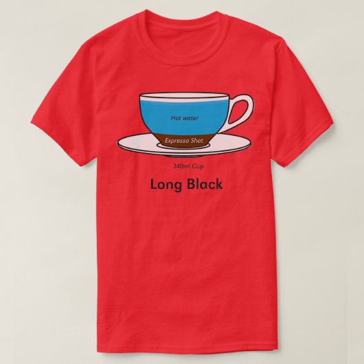 Koffieadviseur Long Black zonder achtergrond T-shirt (Design voorkant)