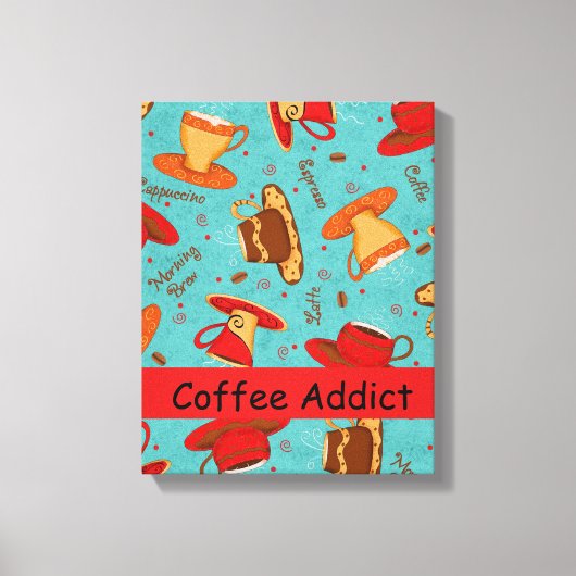 Koffieadviseur Rode Turquoise Coffee Cup aanpassen Canvas Afdruk (Voorkant)