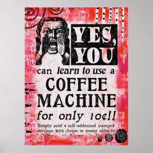 Koffieapparaat - Funny Vintage Ad Poster