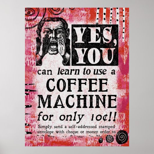 Koffieapparaat - Funny Vintage Ad Poster (Voorkant)