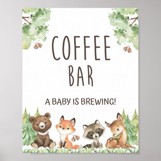 Koffiebalk een Baby is het aantekenen van bosrijke Poster (Voorkant)