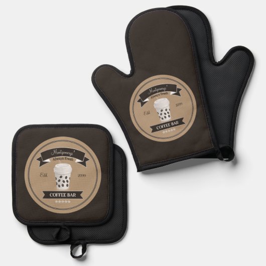 Koffiebalk Ovenwant & Pannenlap Set (Voorkant / Achterkant)