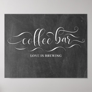 Koffiebalkbord voor bruiloft poster