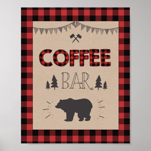 Koffiebalkteken Lumberjack Coffee-tabelteken Poster (Voorkant)