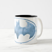 Koffiebalsymbool - blauw tweekleurige koffiemok (Voorkant rechts)