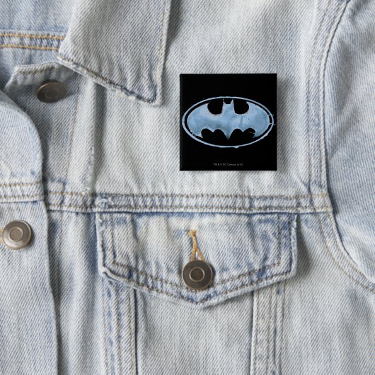 Koffiebalsymbool - blauw vierkante button 5,1 cm (In situ)