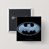 Koffiebalsymbool - blauw vierkante button 5,1 cm (Voorkant /achterkant)