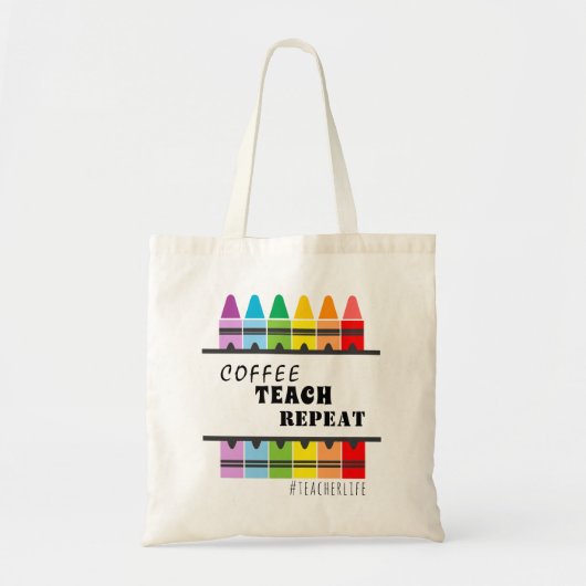 Koffieband herhalen | Beste leraar ter wereld Tote Bag (Voorkant)