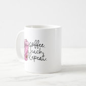 Koffieband herhalen | Funny Teacher Quote Koffiemok (Voorkant links)