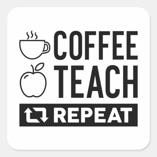 Koffieband herhalen vierkante sticker (Voorkant)