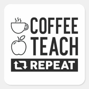 Koffieband herhalen vierkante sticker