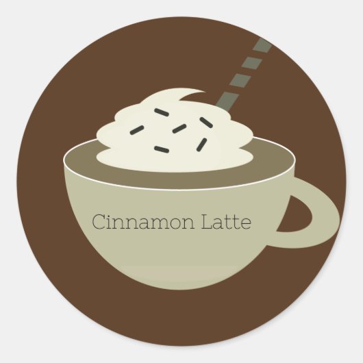 Koffiebar Beker Latte Zakelijk Ronde Sticker (Voorkant)