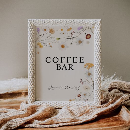 Koffiebar Boho Wildflower Wedding Sign. Poster