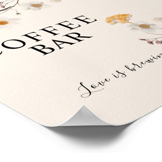 Koffiebar Boho Wildflower Wedding Sign. Poster (Hoek)