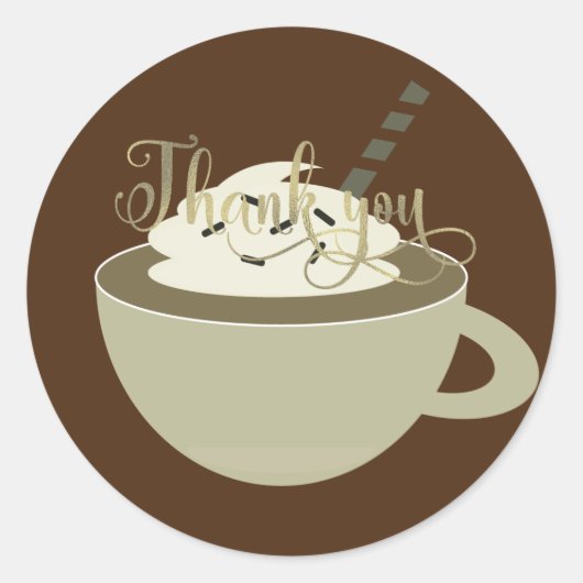 Koffiebar Cup Latte Bruiloftsfeest Folie Script Ronde Sticker (Voorkant)