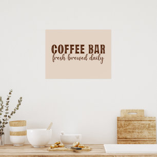 Koffiebar dagelijks vers gebrouwen poster