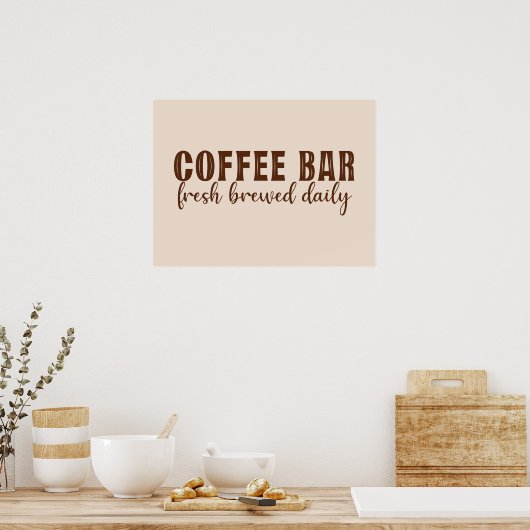 Koffiebar dagelijks vers gebrouwen poster (Keuken)