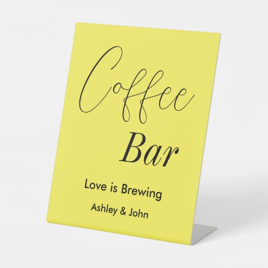 Koffiebar geel bruiloft voetstuk teken reclamebord met voetstuk (Voorkant)