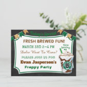 Koffiebar Latte Verjaardagsviering Uitnodigen Kaart (Staand voorkant)