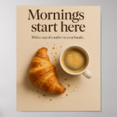 Koffiebar Minimalistische Croissant & Espresso Pos Poster (Voorkant)