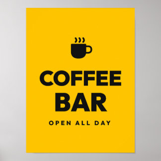Koffiebar open hele dag Keuken Cafe Typografie Po Poster