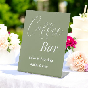 Koffiebar Sage Green Wedding Shower Reclamebord Met Voetstuk