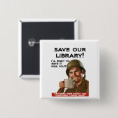 Koffiebar, vierkante badge vierkante button 5,1 cm (Voorkant /achterkant)