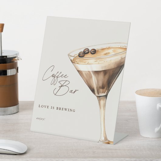 Koffiebar Vrijgezellenfeest Espresso Martini Reclamebord Met Voetstuk (Insitu)