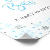Koffiebar Winter Blauw & Zilver Baby shower Teken Poster (Hoek)