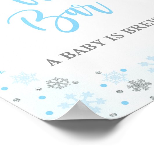 Koffiebar Winter Blauw & Zilver Baby shower Teken Poster (Hoek)