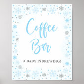 Koffiebar Winter Blauw & Zilver Baby shower Teken Poster (Voorkant)