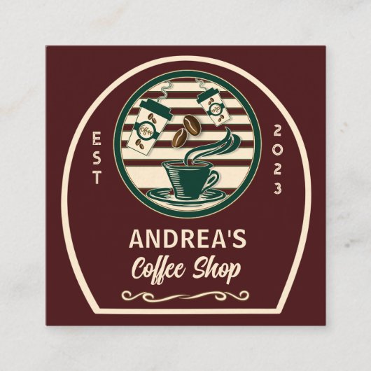  koffiebedrijf winkel aangepaste Logo QR-code Vierkante Visitekaartje (Voorkant)