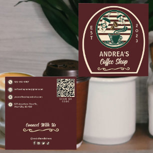 koffiebedrijf winkel aangepaste Logo QR-code Vierkante Visitekaartje
