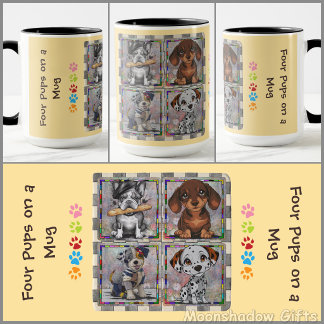 KOFFIEBEEKER - Vier Puppies op een Mok