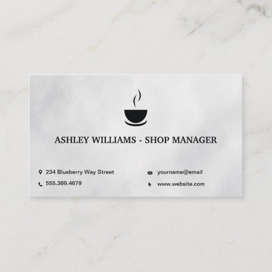 Koffiebeker | Afbeeldingen van koffie Visitekaartje (Achterkant)